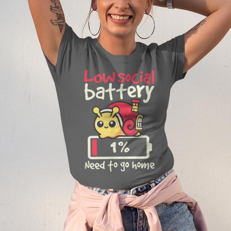 Snail Low Social Battery Need To Go Home Tee For Introvert Unisex Jersey T-Shirt Snail Low Social Battery Need To Go Home Tee For Introvert Unisex Jersey T-Shirt