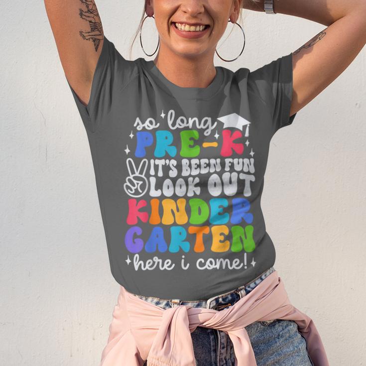 So Long Pre K Graduation Kindergarten Here I Come Kids 2024 Unisex Jersey T-Shirt