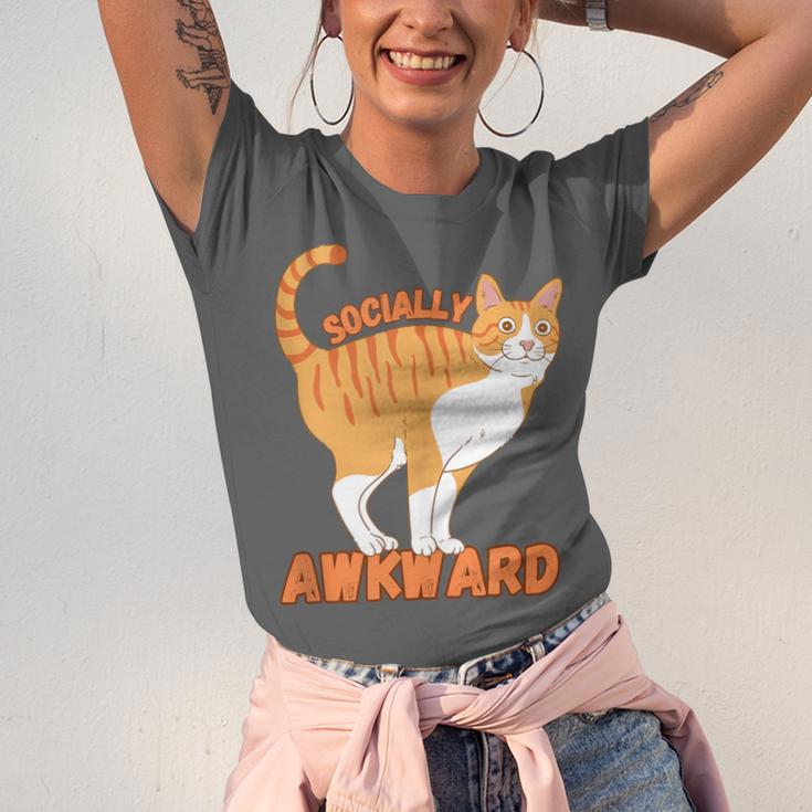 SOCIALLY AWKWARD FUNNY CAT ANTISOCIAL INTROVERT WEIRD Unisex Jersey T-Shirt