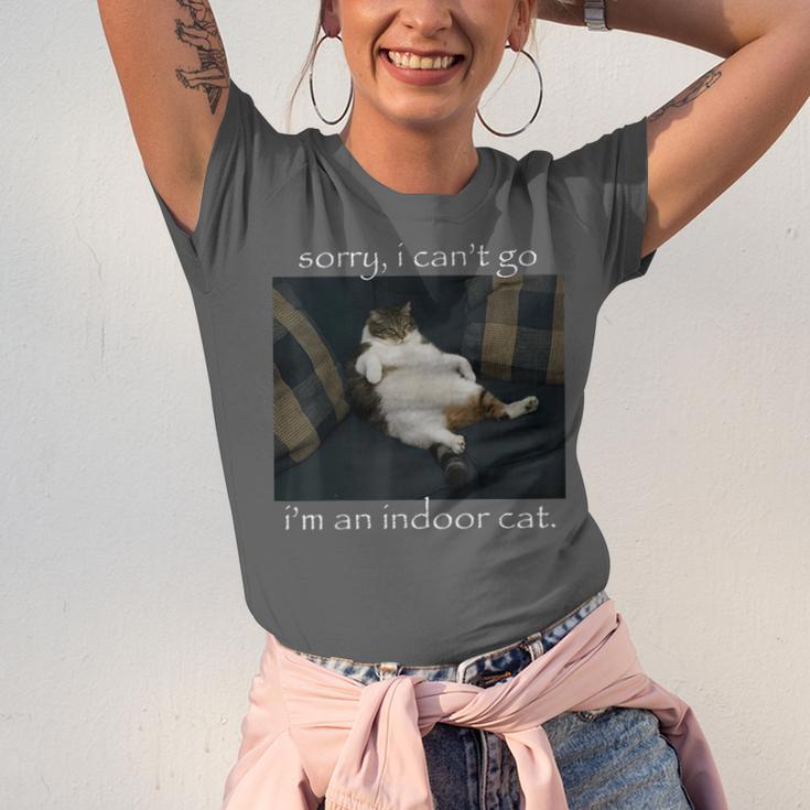 Sorry I Can’t Go I’m An Indoor Cat Introvert Meme Unisex Jersey T-Shirt