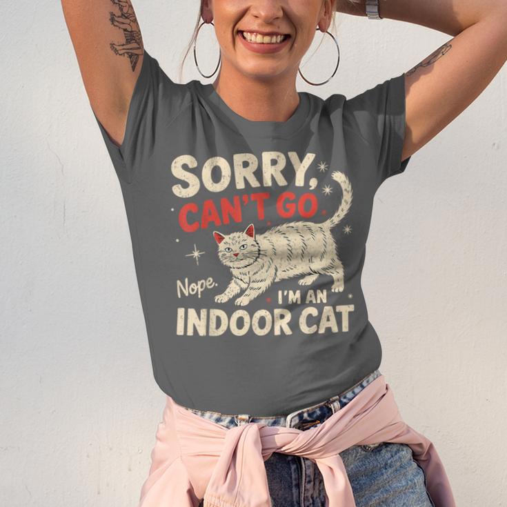 Sorry I Can't Go I'm An Indoor Cat Introvert Cat Owner Unisex Jersey T-Shirt