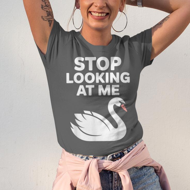Stop Looking At Me Swan Introvert Humor Unisex Jersey T-Shirt