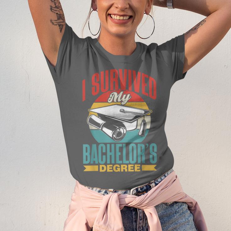 I Survived My Bachelor's Degree Party Bachelor Graduation Unisex Jersey T-Shirt