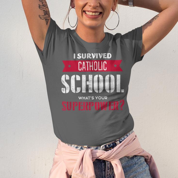 I Survived Catholic School Shirt Catholic Graduation Unisex Jersey T-Shirt
