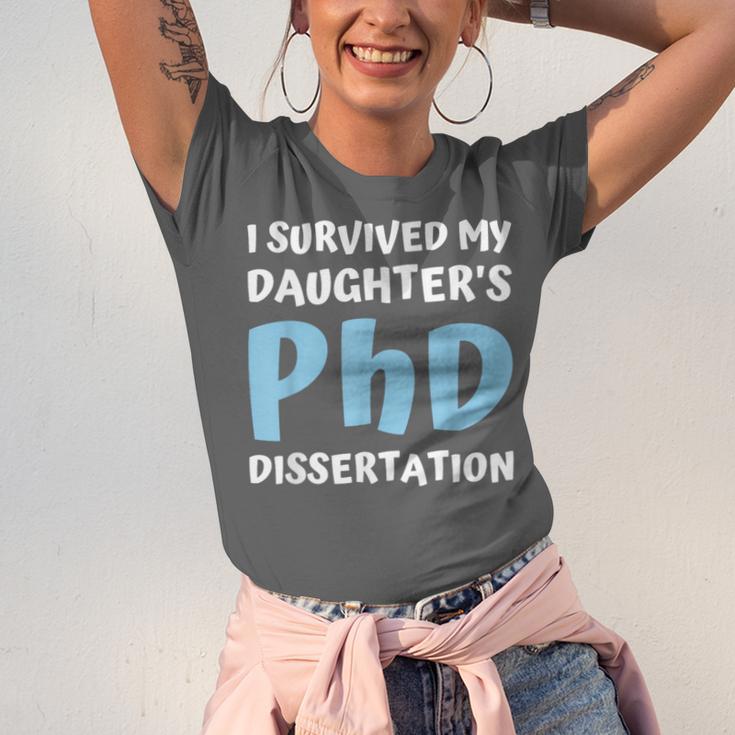i Survived My Daughters Phd Dissertation College Graduation Unisex Jersey T-Shirt