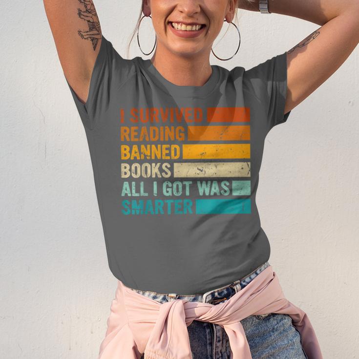 I Survived Reading Banned Books All I Got Was Smarter Unisex Jersey T-Shirt