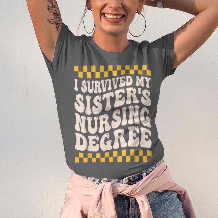 i Survived My Sisters Nursing Degree School Graduation Party Unisex Jersey T-Shirt