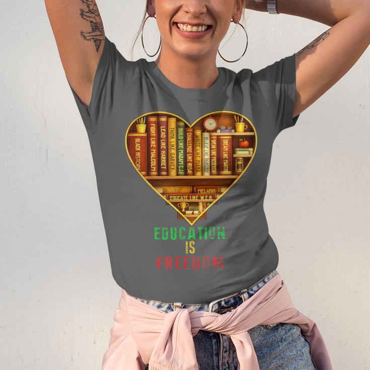 History Education Is Freedom Books Black History Heart Unisex Jersey T-Shirt