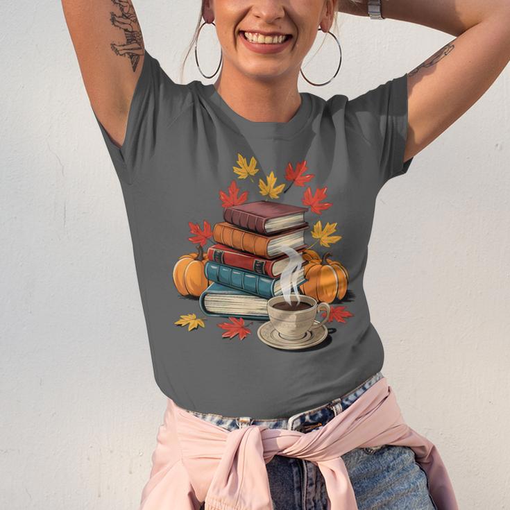Vintage Books Tea Lovers Fall Autumn Leaves And Pumpkins Unisex Jersey T-Shirt Vintage Books Tea Lovers Fall Autumn Leaves And Pumpkins Unisex Jersey T-Shirt