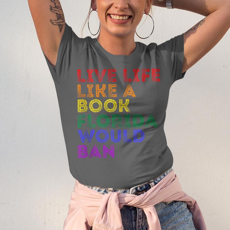 Vintage Live Life Like A Book Florida Would Ban LGBT Month Unisex Jersey T-Shirt Vintage Live Life Like A Book Florida Would Ban LGBT Month Unisex Jersey T-Shirt