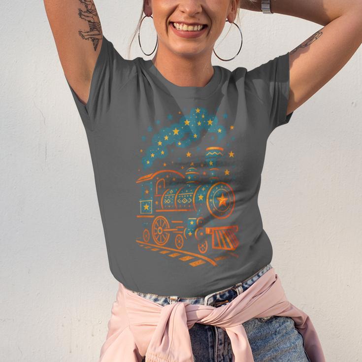 Vintage Locomotive Nostalgia Railroad Stars Unisex Jersey T-Shirt Vintage Locomotive Nostalgia Railroad Stars Unisex Jersey T-Shirt