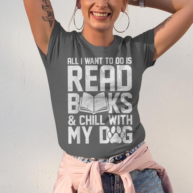 All I Want To Do Is Read Books Reading Dog Lovers Unisex Jersey T-Shirt