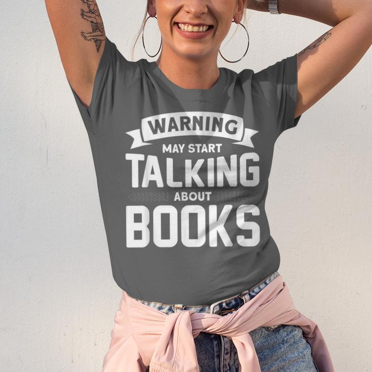 Warning I May Start Talking About Books Unisex Jersey T-Shirt