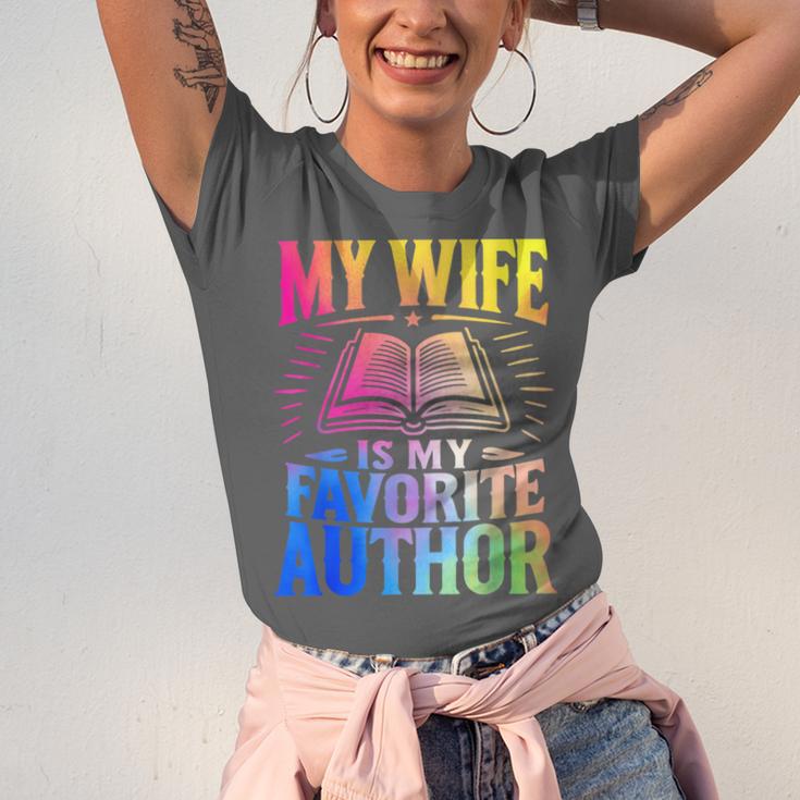 My Wife Is My Favorite Author Book Writer Writing Husband Unisex Jersey T-Shirt