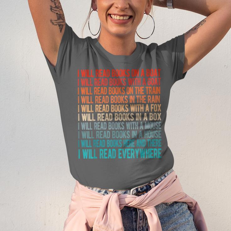 I Will Read Books On A Boat Kids Reading Unisex Jersey T-Shirt I Will Read Books On A Boat Kids Reading Unisex Jersey T-Shirt