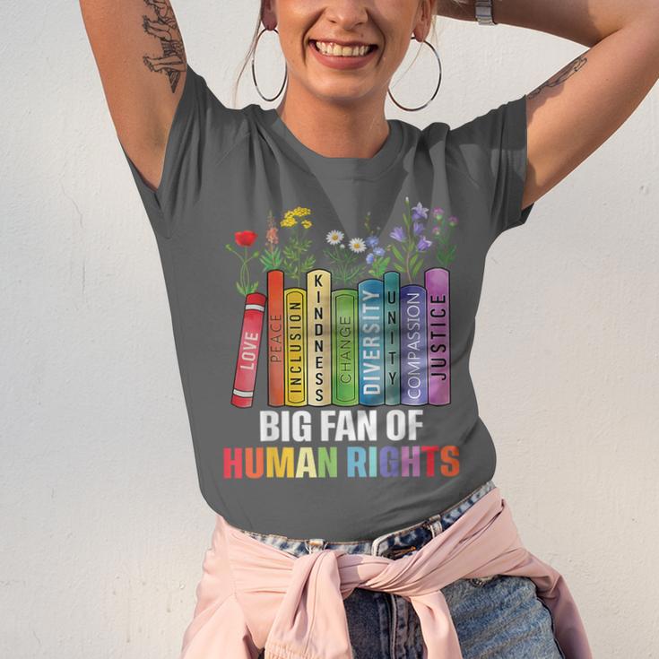 Women Floral Book Big Fan Of Human Rights Liberal Protest Unisex Jersey T-Shirt