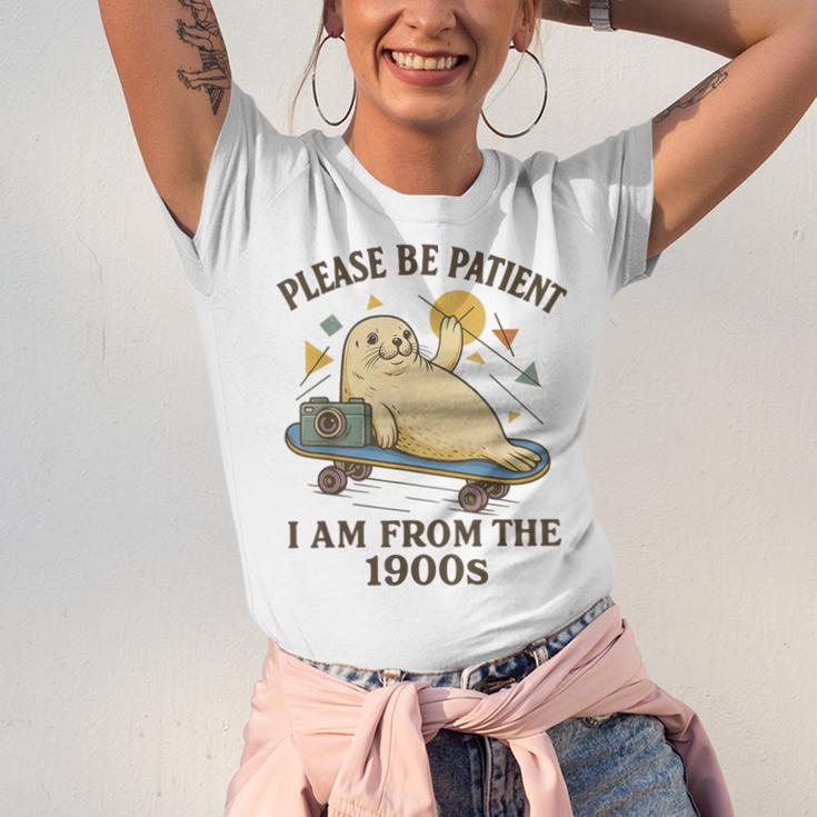 90s Manatee Humor Please Patient I'm From The 1900s Unisex Jersey T-Shirt 90s Manatee Humor Please Patient I'm From The 1900s Unisex Jersey T-Shirt