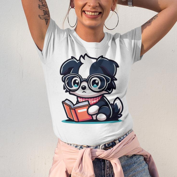Adorable Book Lover Border Collie With Reading Glasses Cute Raglan Baseball Tee Unisex Jersey T-Shirt Adorable Book Lover Border Collie With Reading Glasses Cute Raglan Baseball Tee Unisex Jersey T-Shirt