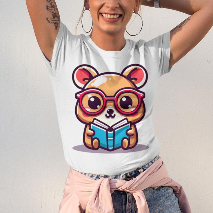 Adorable Book Lover Quokka With Reading Glasses Cute Unisex Jersey T-Shirt