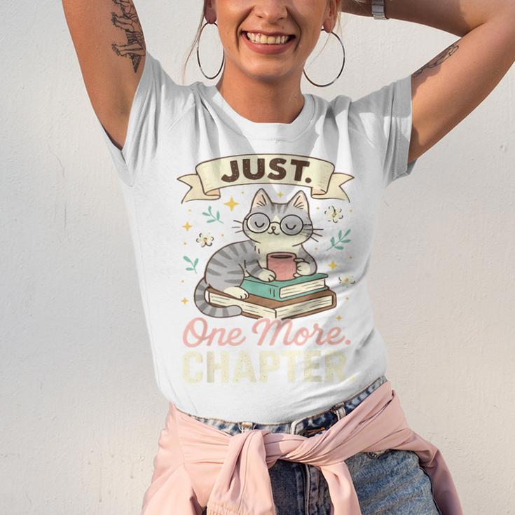 Book Lover Cute Cat Coffee Just 1 More Chapter Cozy Reading Unisex Jersey T-Shirt