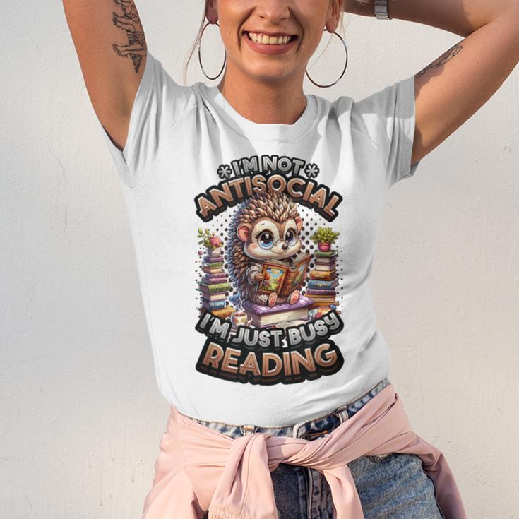 Book Lover Hedgehog Reading Books Introvert Bookworm Unisex Jersey T-Shirt