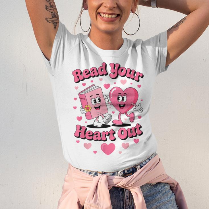 Book Lover Read Your Heart Out Teacher Kids Valentines Unisex Jersey T-Shirt