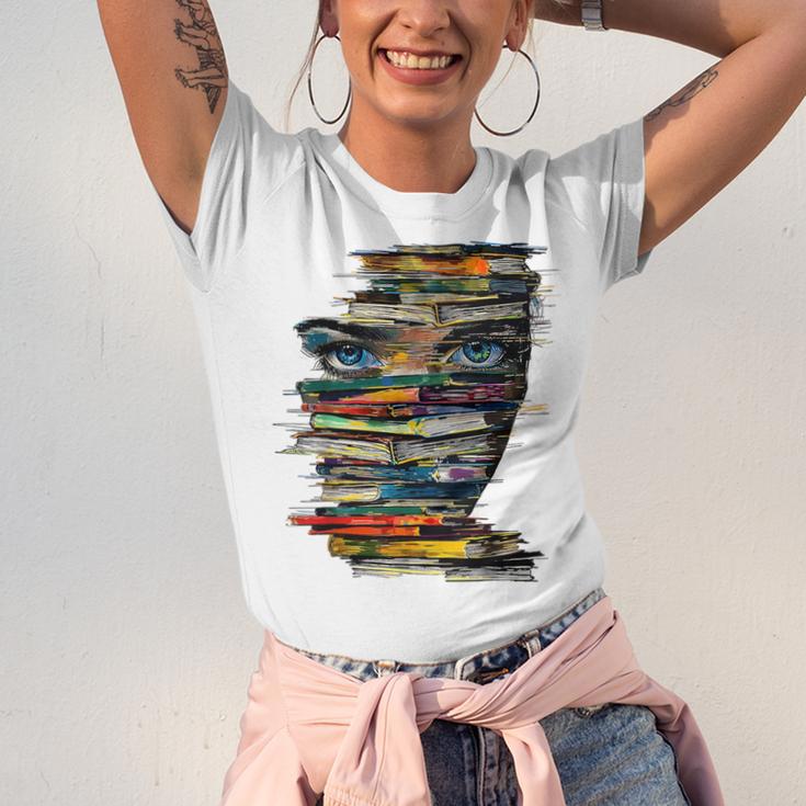Book Women Graphic Art Colorful Eyes Unisex Jersey T-Shirt
