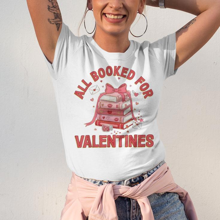 All Booked For Valentines Bow Heart Book Lover Valentine Day Unisex Jersey T-Shirt