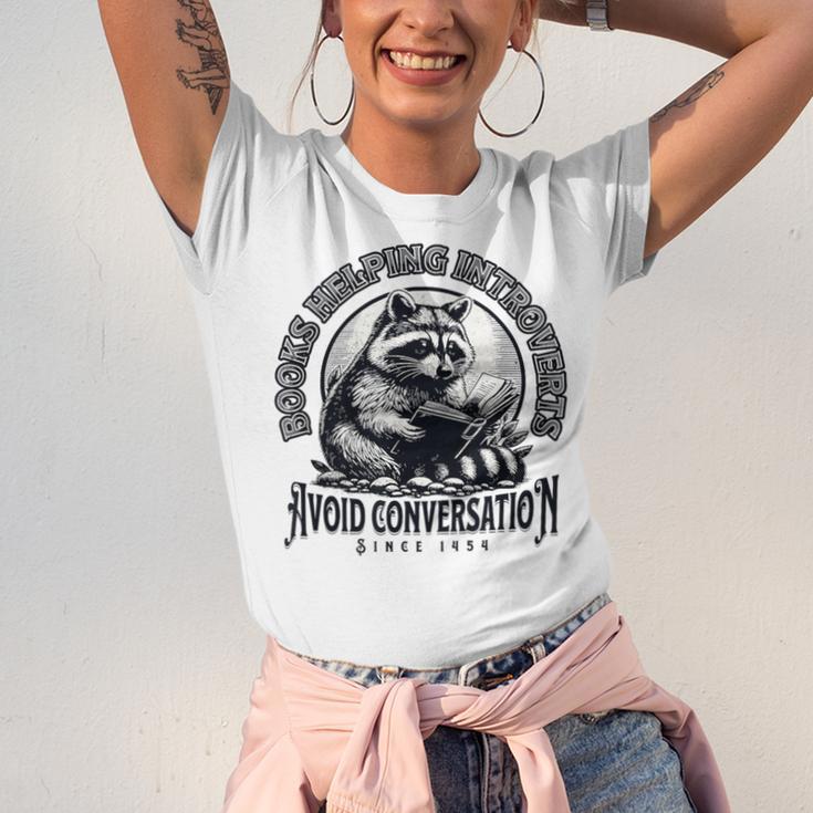 Books Helping Introvert Avoid Conversation Since 1454 Unisex Jersey T-Shirt