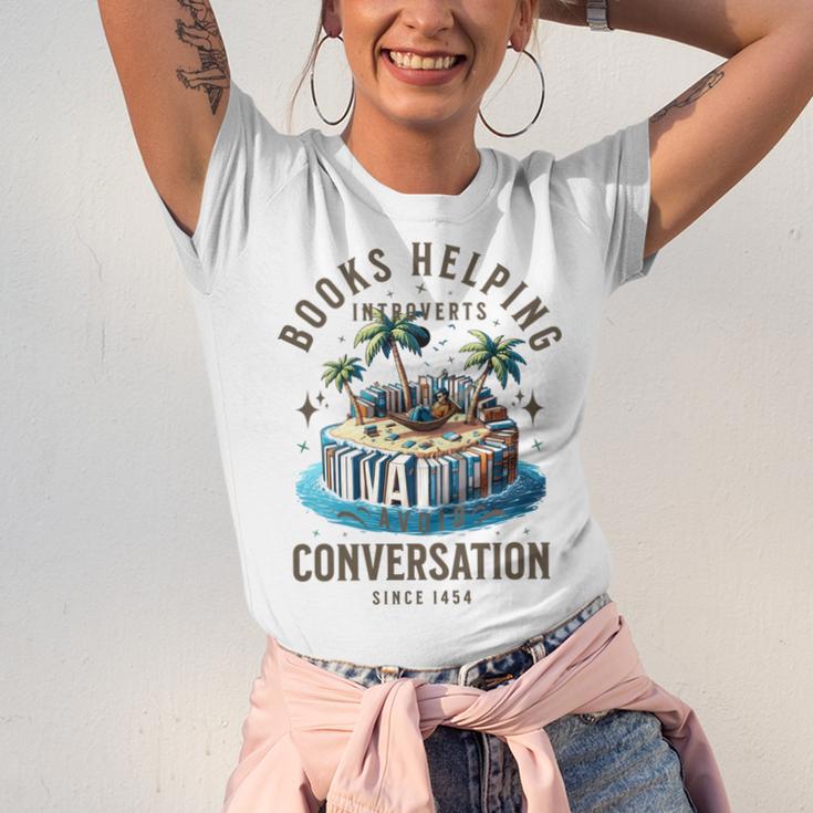 Books Helping Introvert Avoid Conversation Unisex Jersey T-Shirt