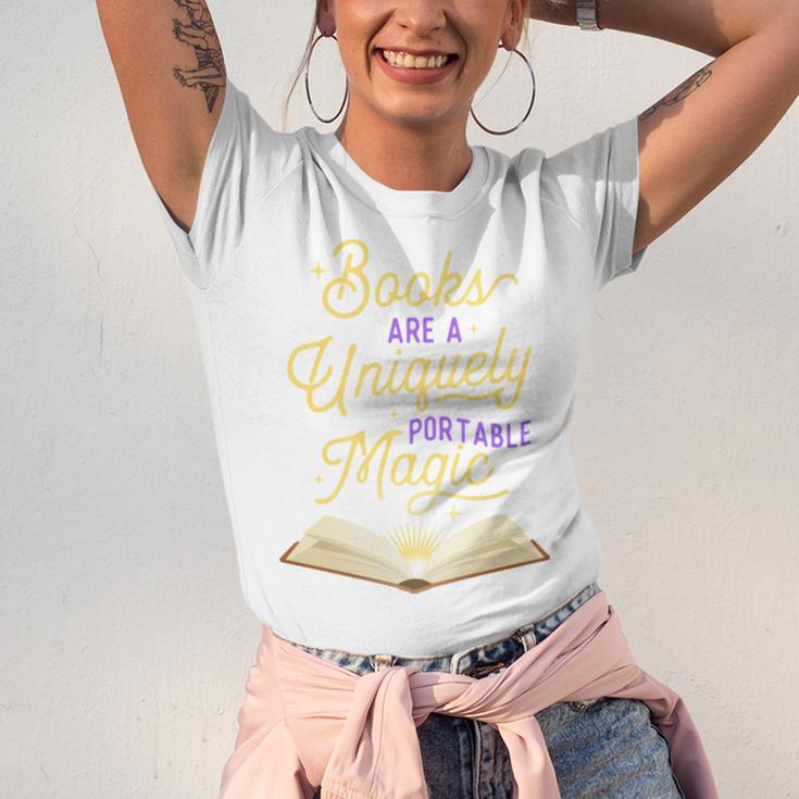Books Are A Uniquely Portable Magic Reading Bookworm Unisex Jersey T-Shirt