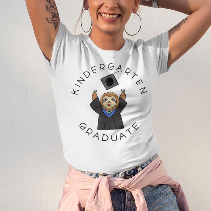 Boys Girls Kindergarten Graduate Sloth Graduation Cap Unisex Jersey T-Shirt