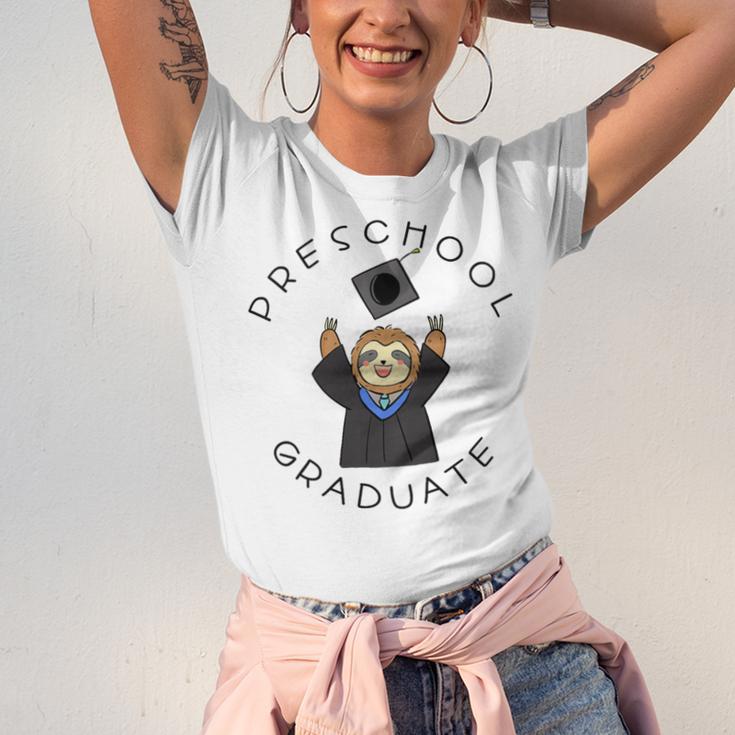 Boys Girls Preschool Graduate Sloth Graduation Cap Unisex Jersey T-Shirt