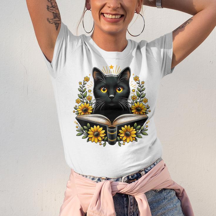 Cat For Women Book Lover Cute Cat And Book Unisex Jersey T-Shirt