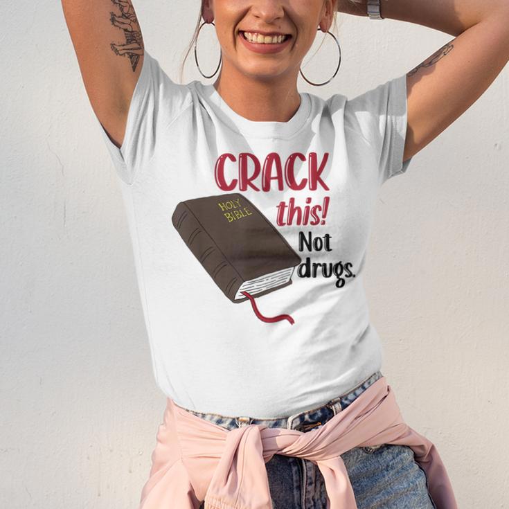 Christian Quote Holy Bible Crack This Book Not Drugs Unisex Jersey T-Shirt