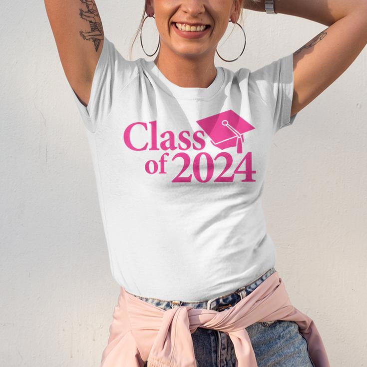 Class Of 2024 Pink For Girls And Women Graduation Unisex Jersey T-Shirt