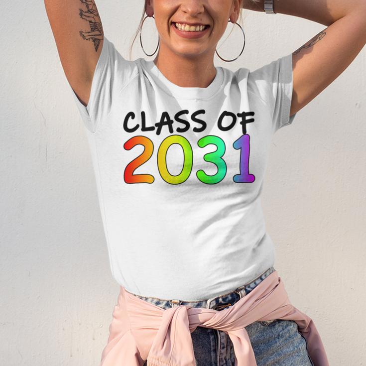 Class Of 2031 Pre-K -12th Grade Hand Prints Space Graduation Unisex Jersey T-Shirt
