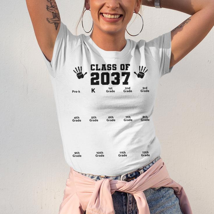 Class Of 2037 Handprint Grow With Me Pre-k Graduation Unisex Jersey T-Shirt