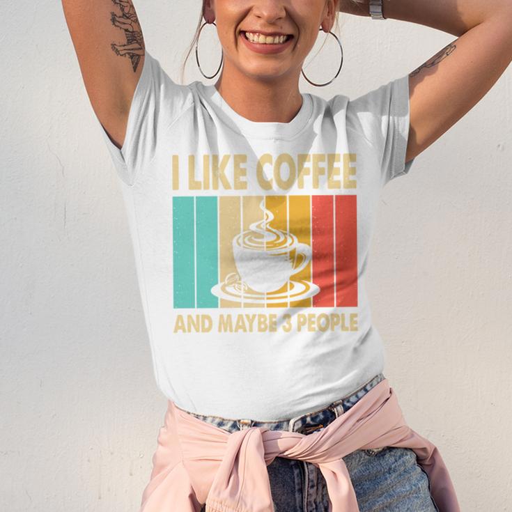 I Like Coffee And Maybe 3 People Introvert Anti-Social Unisex Jersey T-Shirt