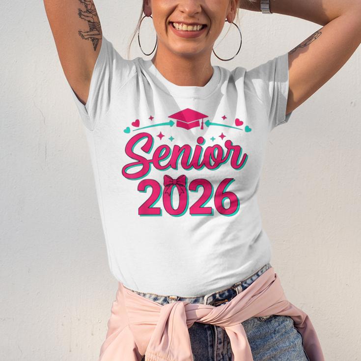 Coquette Pink Bow Senior 2026 Class Of Graduation Unisex Jersey T-Shirt