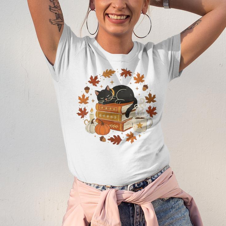 Cute Cat Fall In Love With Reading Book Cat Lover Librarian Unisex Jersey T-Shirt