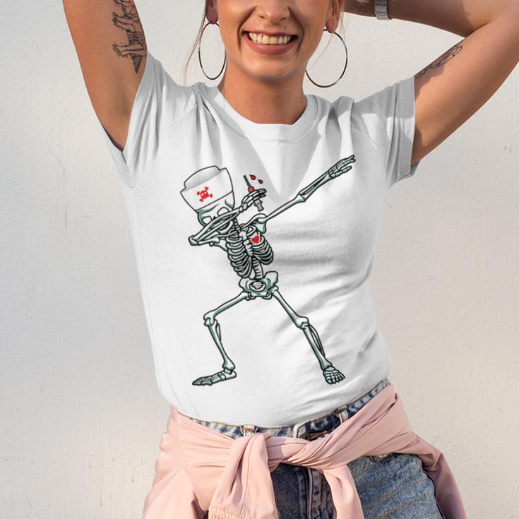 Dabbing Skeleton Nurse Halloween Graduation Unisex Jersey T-Shirt