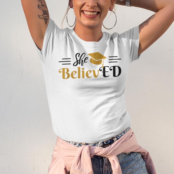 Doctor Of Education She BelievED EdD Graduation Unisex Jersey T-Shirt