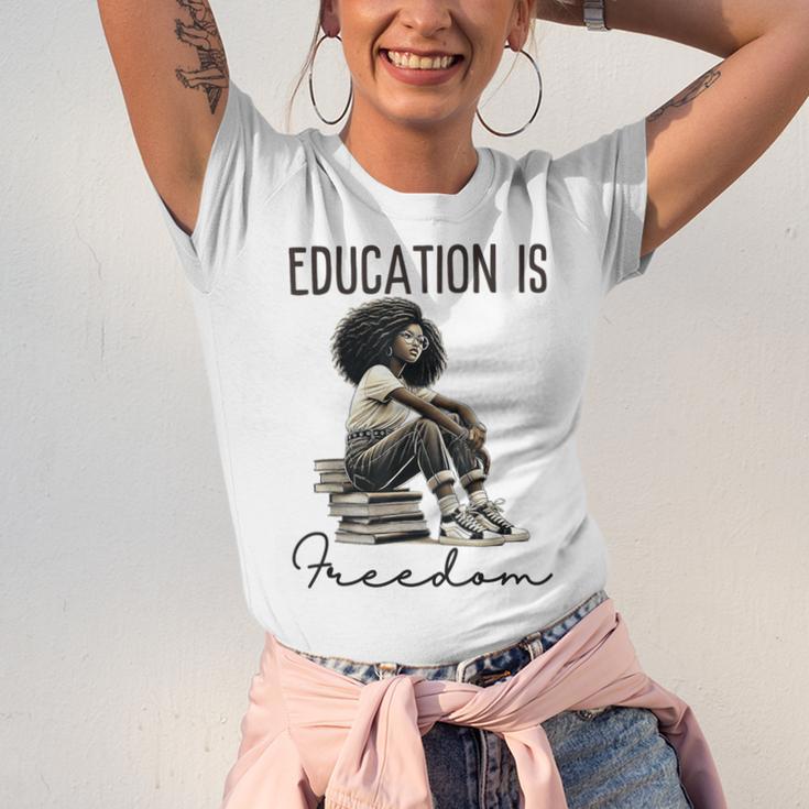 Education Is Freedom Teacher Women Books Black History Unisex Jersey T-Shirt Education Is Freedom Teacher Women Books Black History Unisex Jersey T-Shirt