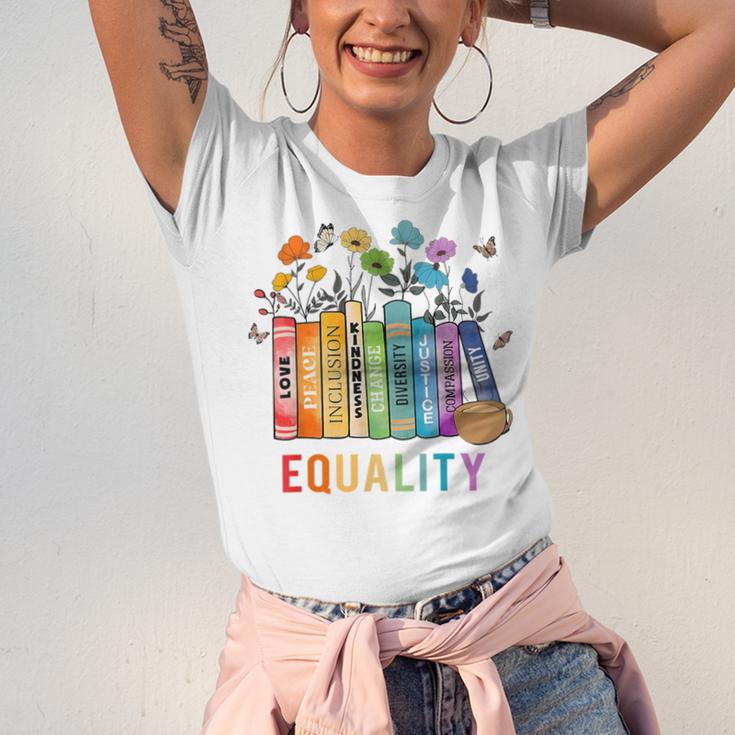 Equal Rights Book Flower Equality Peace Love Kindness Book Unisex Jersey T-Shirt Equal Rights Book Flower Equality Peace Love Kindness Book Unisex Jersey T-Shirt