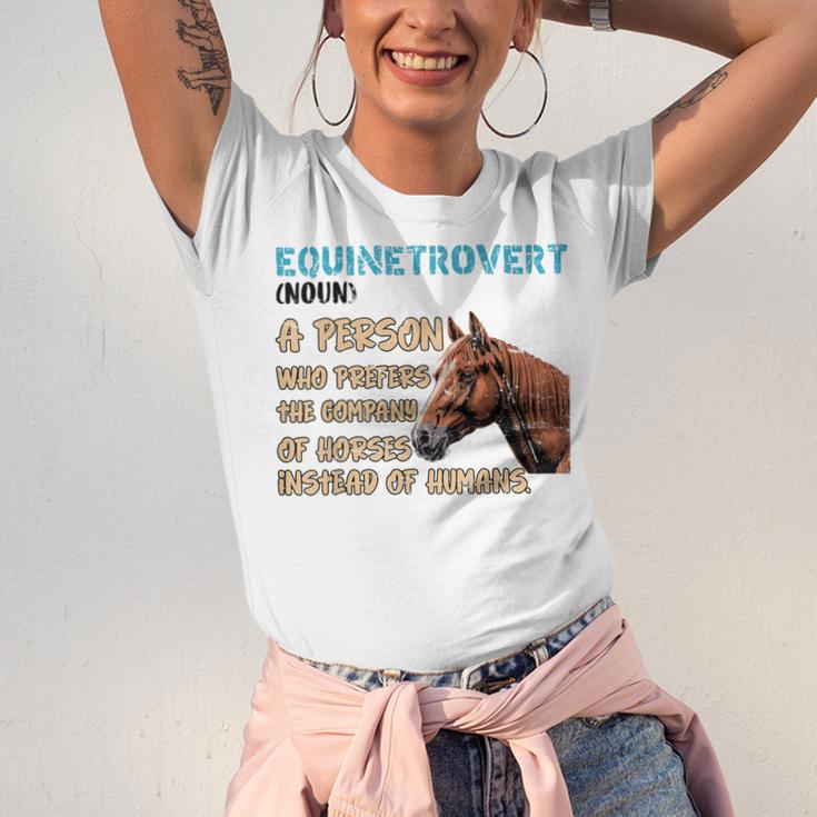 Equinetrovert Definition Equine Horse Riding Introvert Unisex Jersey T-Shirt