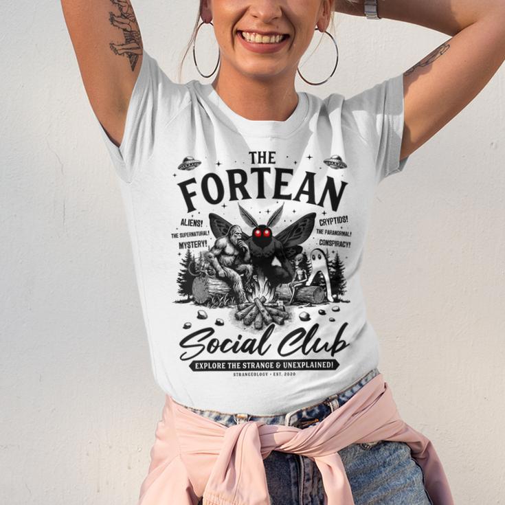 Fortean Social Club Bigfoot Mothman Alien Cryptid Introvert Unisex Jersey T-Shirt