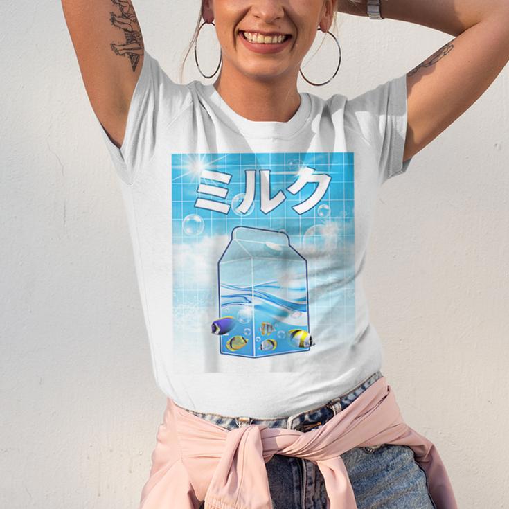 Frutiger Aero Aesthetic Tech Kawaii Milk Underwater Fishes Raglan Baseball Tee Unisex Jersey T-Shirt Frutiger Aero Aesthetic Tech Kawaii Milk Underwater Fishes Raglan Baseball Tee Unisex Jersey T-Shirt
