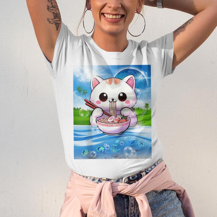 Frutiger Aero Aesthetic Tech Kawaii Ramen Cat Fishes Raglan Baseball Tee Unisex Jersey T-Shirt Frutiger Aero Aesthetic Tech Kawaii Ramen Cat Fishes Raglan Baseball Tee Unisex Jersey T-Shirt