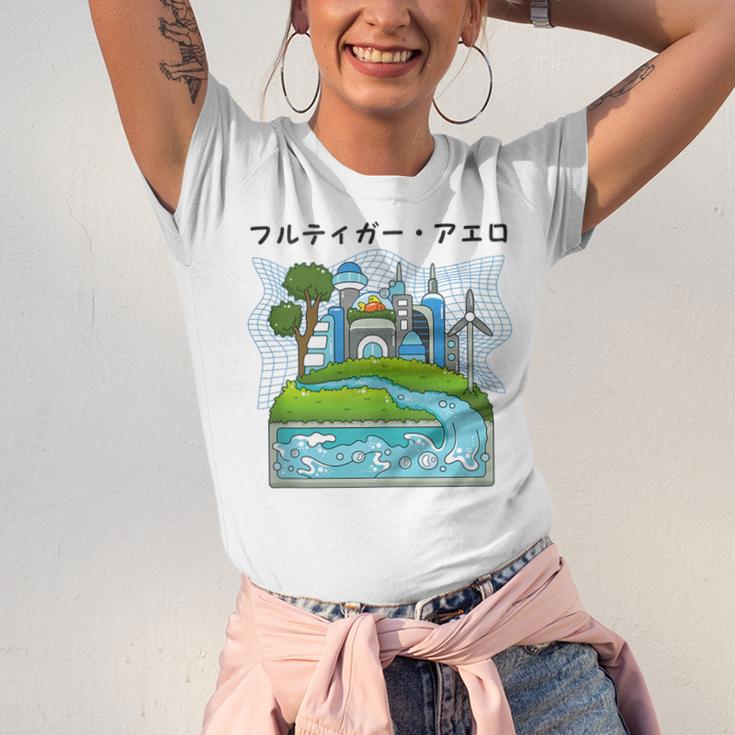 Future City Wind Power Frutiger Aero Y2K Style Ocean Unisex Jersey T-Shirt